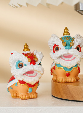 新中式国潮风招财进宝醒狮摆件