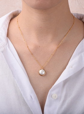 黄铜镀金天然巴洛克珍珠锁骨链