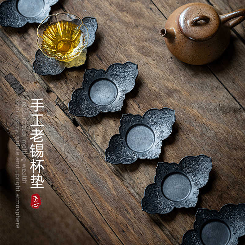 サイズ交換OK】 唐物中國五客茶托輪花式古錫製長江萬龍瑞香殊店煎茶 最初の 【茶托確認用】 テーブル用品