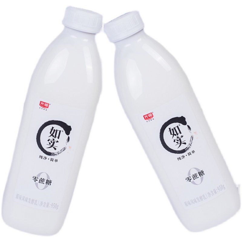 光明如实酸奶950g2大桶装原味0蔗糖双重蛋白风味发酵乳家庭装冷藏_虎窝淘