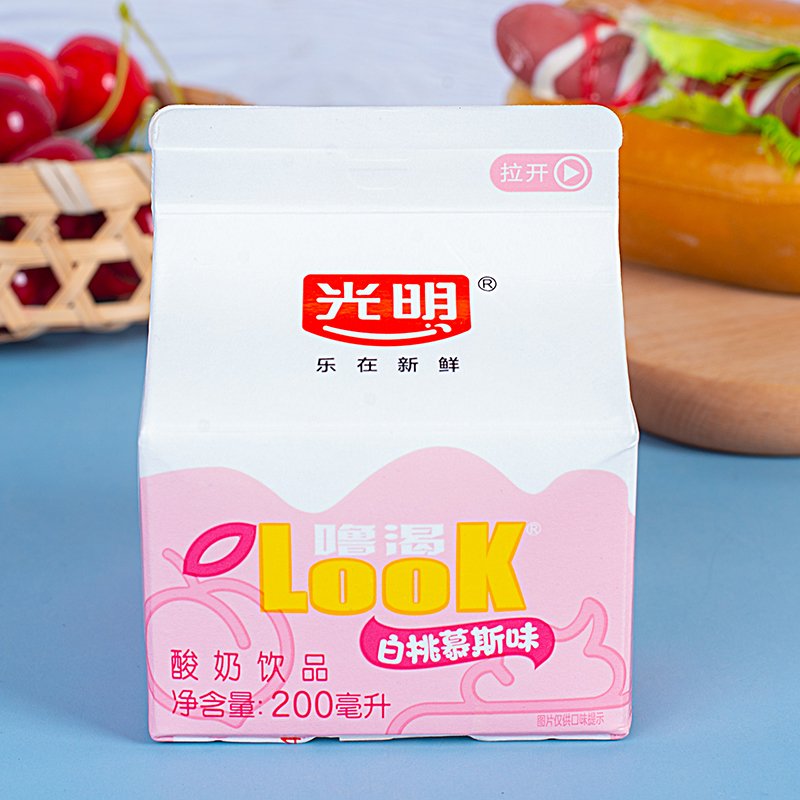 光明噜渴look200ml酸奶饮品原味白桃慕斯味新品低温冷链网红饮品 - 图2