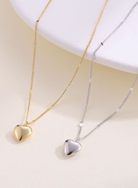 love爱心项链新款女锁骨链简约气质轻奢颈链桃心光面吊坠领尚饰品