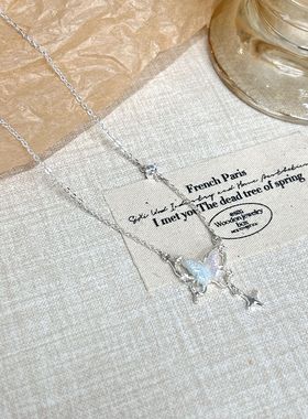高级感蝴蝶轻奢项链小众设计项链配饰女夏季设计感ins风跨境韩版