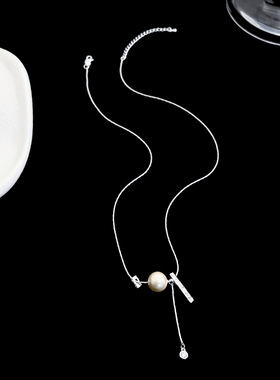 艺达 个性不规则方块棉花珠项链女 时尚简约小众百搭冷淡风锁骨链