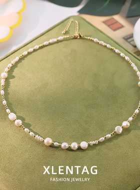 原创设计天然珍珠铜珠项链女小众简约脖颈链高级感时尚百搭锁骨链