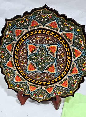 直径26厘米进口手绘陶瓷复古欧式壁饰摆件礼品家居餐盘点心盘茶盘