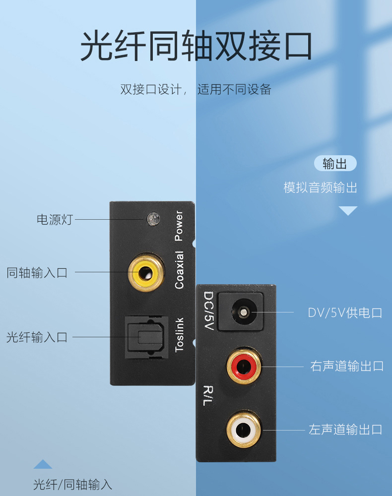 同轴音频转换器Spdif数字光纤转3.5莲花模拟AUX适用小米电视输出音频线音响双莲花电视机转接头PS4-图3