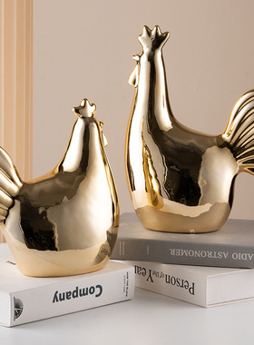 创意欧式陶瓷鸡客厅摆件可爱装饰