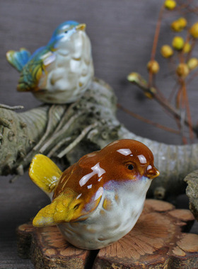 陶瓷欧式田园客厅小鸟装饰品摆件