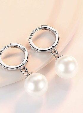 925纯银珍珠长款耳坠耳扣女气质2