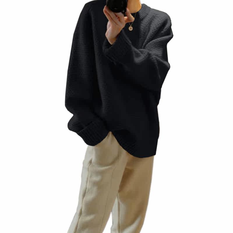 重磅系列~非常意大利大廓形圆领加厚100%羊绒衫女纯羊绒毛衣 2色,淘宝优惠券,粉丝福利购,淘宝优惠卷