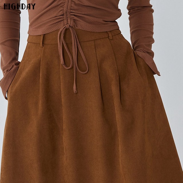 Xuanri a-line skirt with pocket design high waist skirt