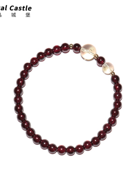 CrystalC天然石榴石黄水晶手链女