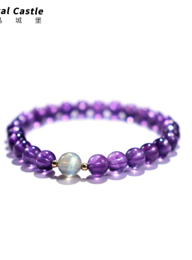 CrystalC紫水晶灰月光石手链女生