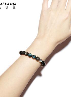 黑曜石虎眼石补水五行手串