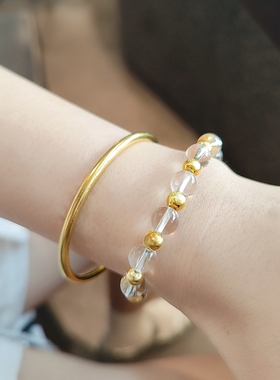天然白水晶拉丝猫眼转运珠手链ins简约小众设计高级感手饰手串女