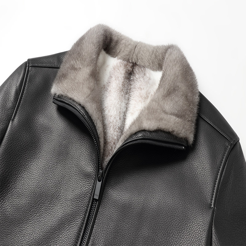 新西兰进口红鹿鹿皮真皮皮衣十字貂内胆翻领皮草海宁冬季男皮衣,淘宝优惠券,粉丝福利购,淘宝优惠卷