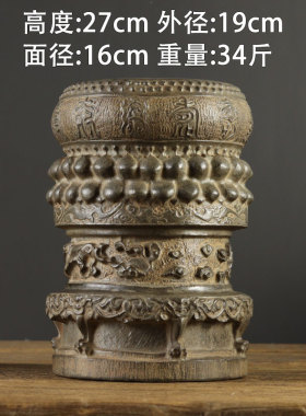复古会所客厅底座石柱摆件