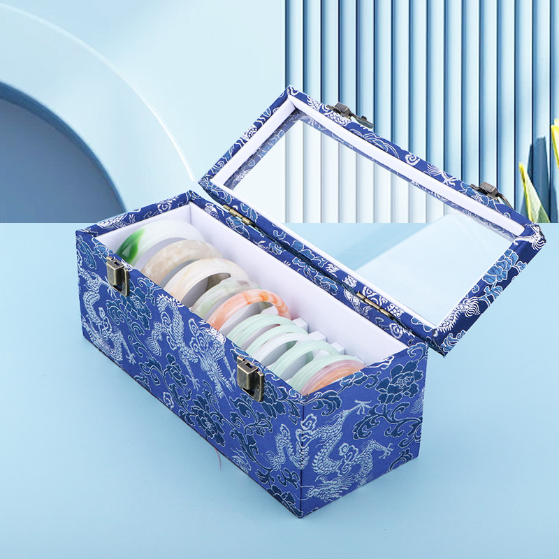 手镯收纳盒高档精致大容量复古透明玻璃盖翡翠玉镯子专用首饰箱子,淘宝优惠券,粉丝福利购,淘宝优惠卷