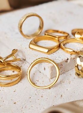 eManco欧美不锈钢戒指女小众百搭