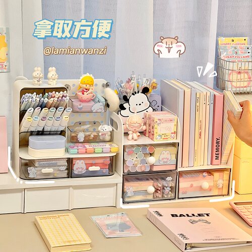 桌面文具收纳盒书本收纳架书架笔筒置物架学生宿舍书桌办公室书盒 - 图3