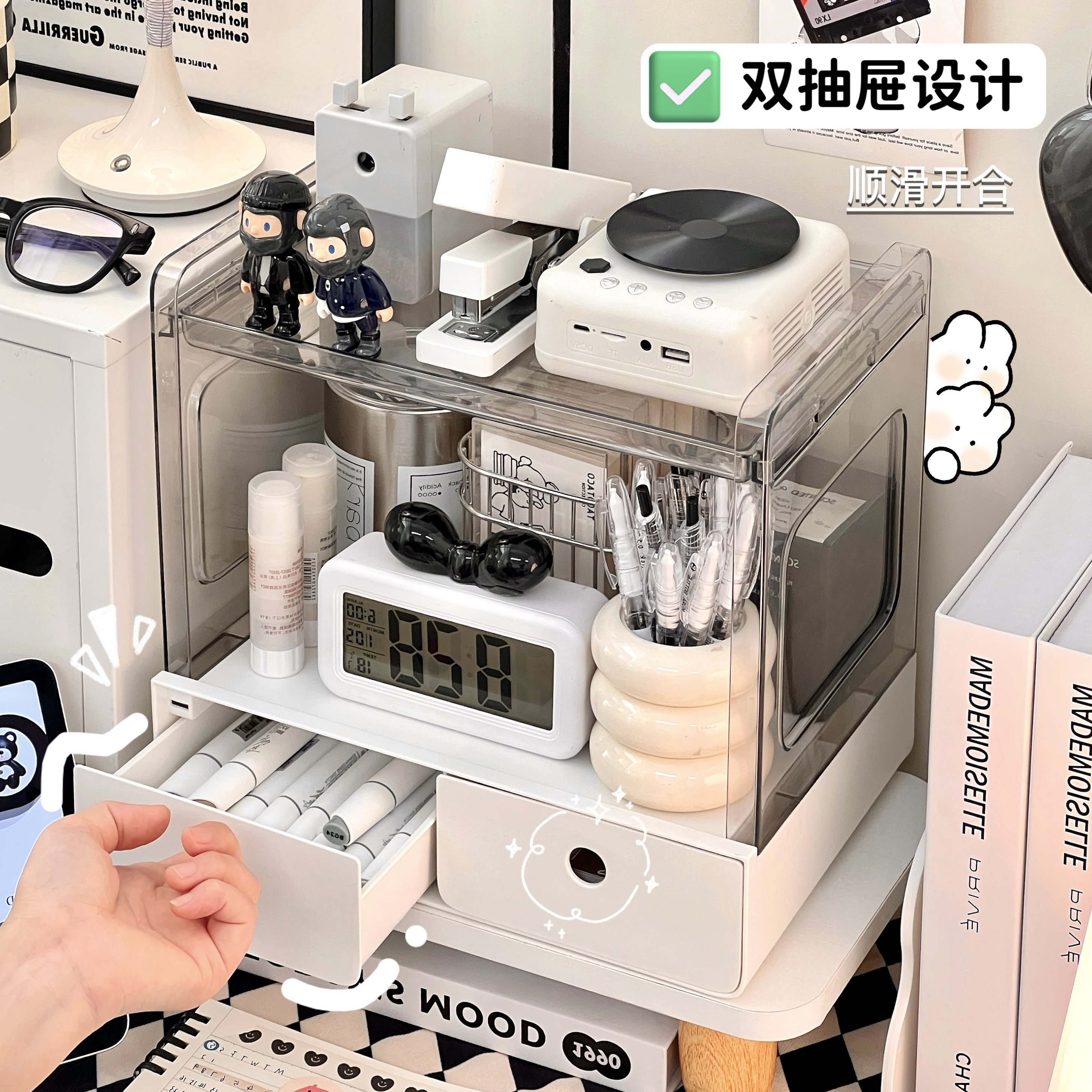 简约桌面文具收纳盒书桌办公室ins风整理置物架书架笔架学生宿舍,淘宝优惠券,粉丝福利购,淘宝优惠卷