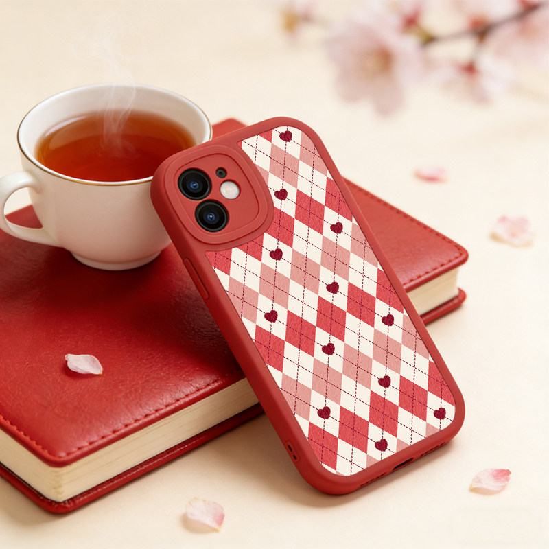 马年红色菱格爱心适用苹果17 16 15 14 13 12 11手机壳x华为mate80 70 60 50 40 30创意p80全包nova14荣耀400,淘宝优惠券,粉丝福利购,淘宝优惠卷