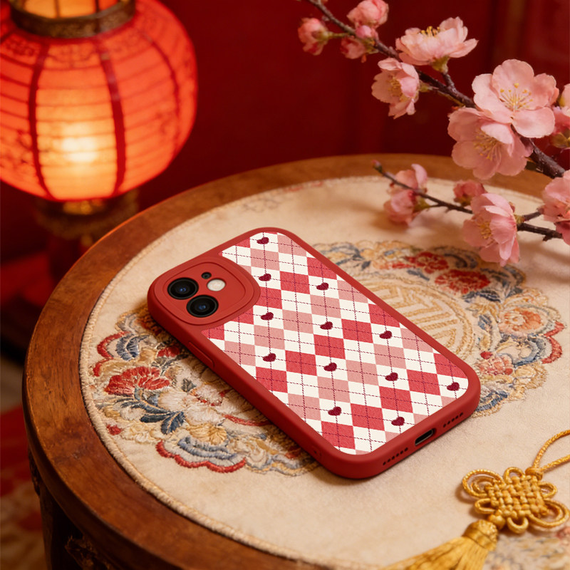 马年红色菱格爱心适用苹果17 16 15 14 13 12 11手机壳x华为mate80 70 60 50 40 30创意p80全包nova14荣耀400,淘宝优惠券,粉丝福利购,淘宝优惠卷