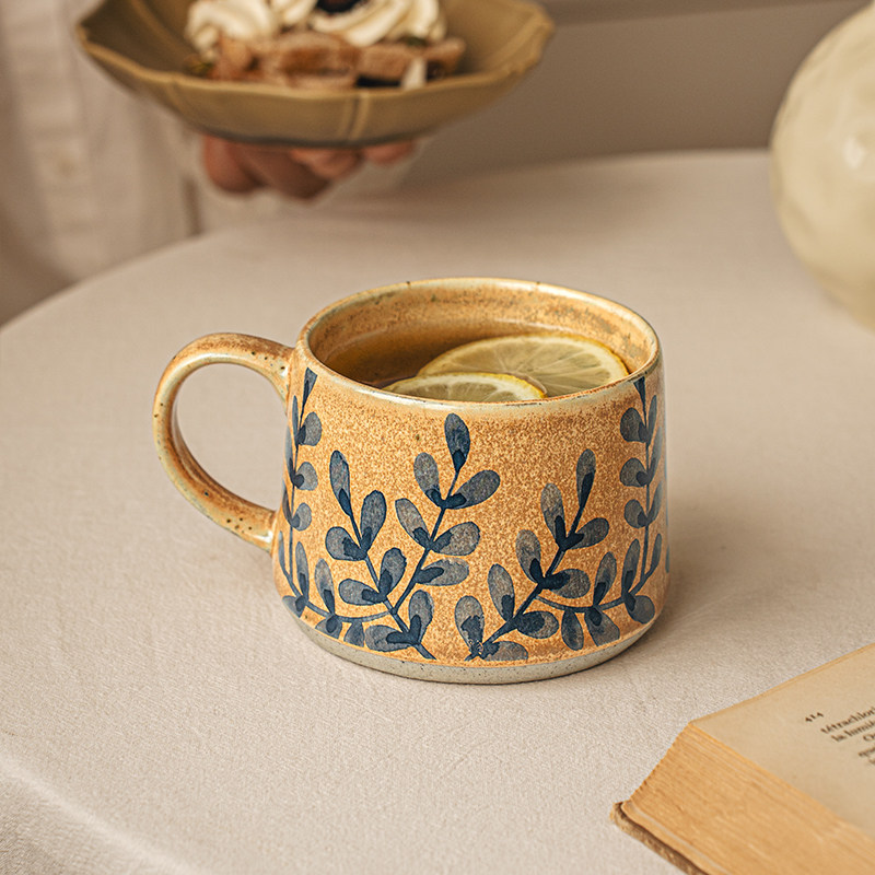 悠瓷 复古花卉陶瓷杯子高颜值牛奶杯家用设计感咖啡杯水杯送闺蜜,淘宝优惠券,粉丝福利购,淘宝优惠卷