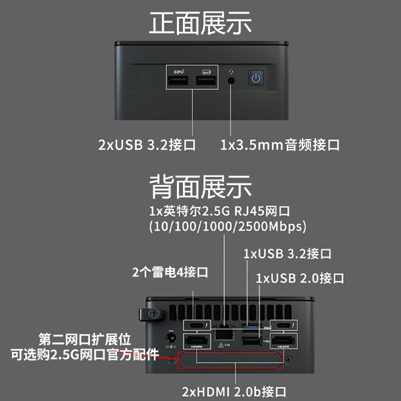 英特尔（Intel）NUC12WSHi5/NUC12WSKi5 华尔街峡谷 i5-1240P双网口4K多屏商用办公网课迷你主机整机工控机 - 图2