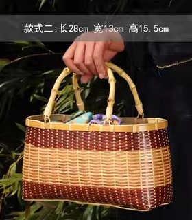 竹编包女手提菜篮子包度假风编织托特包手提包