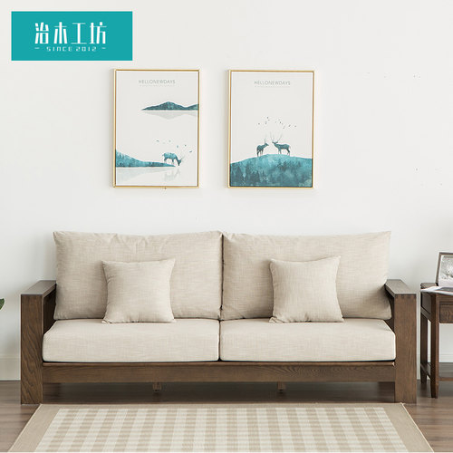 治木工坊全实木沙发橡木四人位简约现代客厅日式家具现货 - 图0