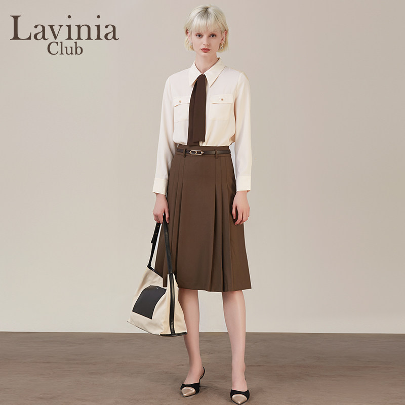 Lavinia 米白色衬衫女上衣设计感上衣春新款小众别致领结衬衣,淘宝优惠券,粉丝福利购,淘宝优惠卷