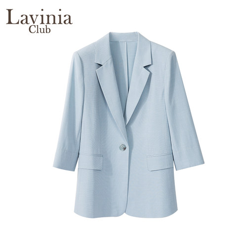 Lavinia雾蓝色职业西装外套女2025夏新款通勤气质时尚西服B53W04 - 图3