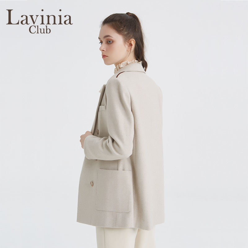 Lavinia Club/拉维妮娅秋冬新款双排扣西服直筒休闲外套P17W100A-图1