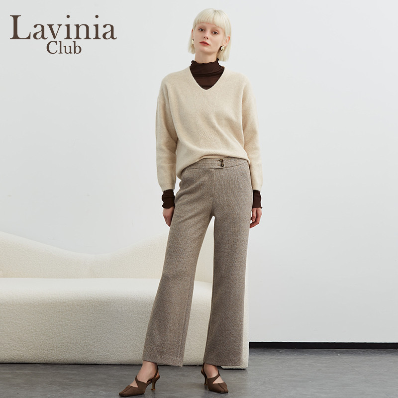 Lavinia女装商务休闲版型v领羊毛混纺长袖针织衫春秋新品V27Z115P - 图2