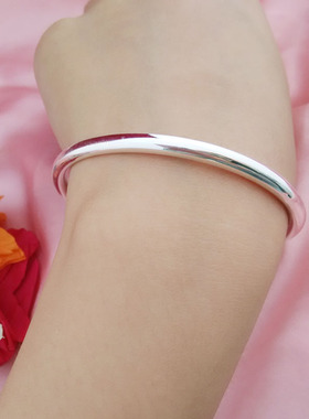 光面圆条日韩风闭口学生纯银手镯