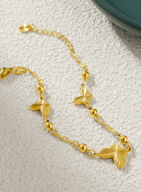 2024年新款时尚精致高级感钛钢镀18K金蝴蝶手链女百搭小巧手饰INS