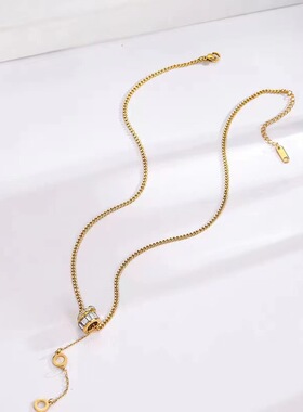 欧美时尚潮流小蛮腰锆石项链女精致钛钢小众高级设计感锁骨链饰品