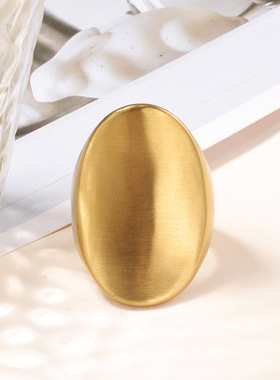 欧美小众时尚个性夸张曲面钛钢高级感镀18K金戒指指环中指食指女