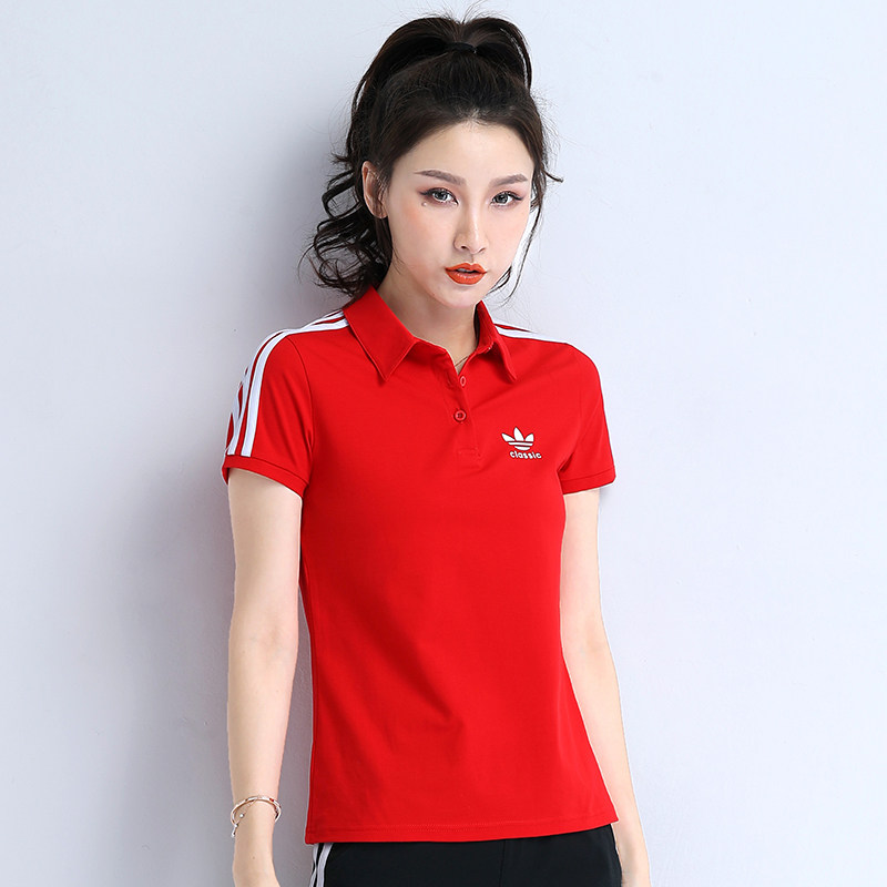 夏季女翻领半袖polo衫纯棉工作服 迪凡幕雪T恤