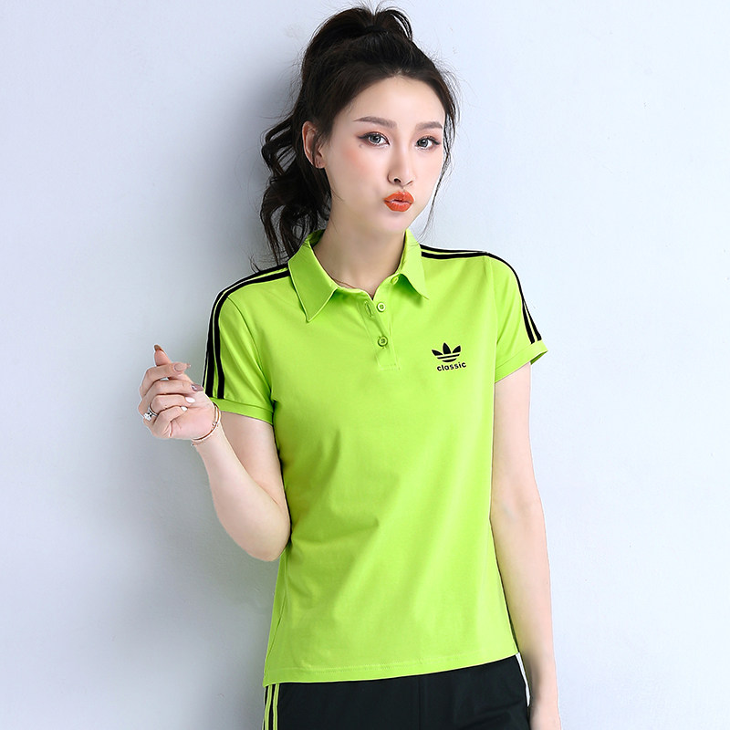 夏季女翻领半袖polo衫纯棉工作服 迪凡幕雪T恤