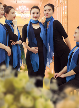 百搭渐变彩色培训形体礼仪训练服丝巾模特走秀女舞蹈纱巾围巾气质