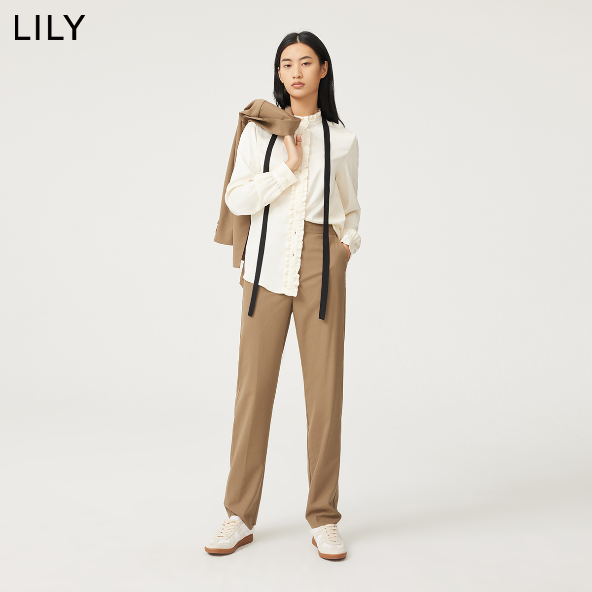 【商场同款】LILY2022秋新款女装气质通勤款显瘦高腰款西装休闲裤 - 图1