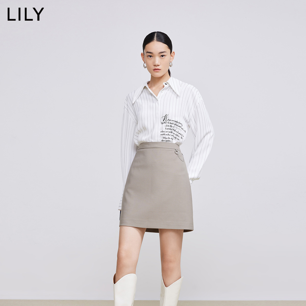 【商场同款】LILY2022春新款女装炸街款修身显瘦高腰短裙半身裙女 - 图1