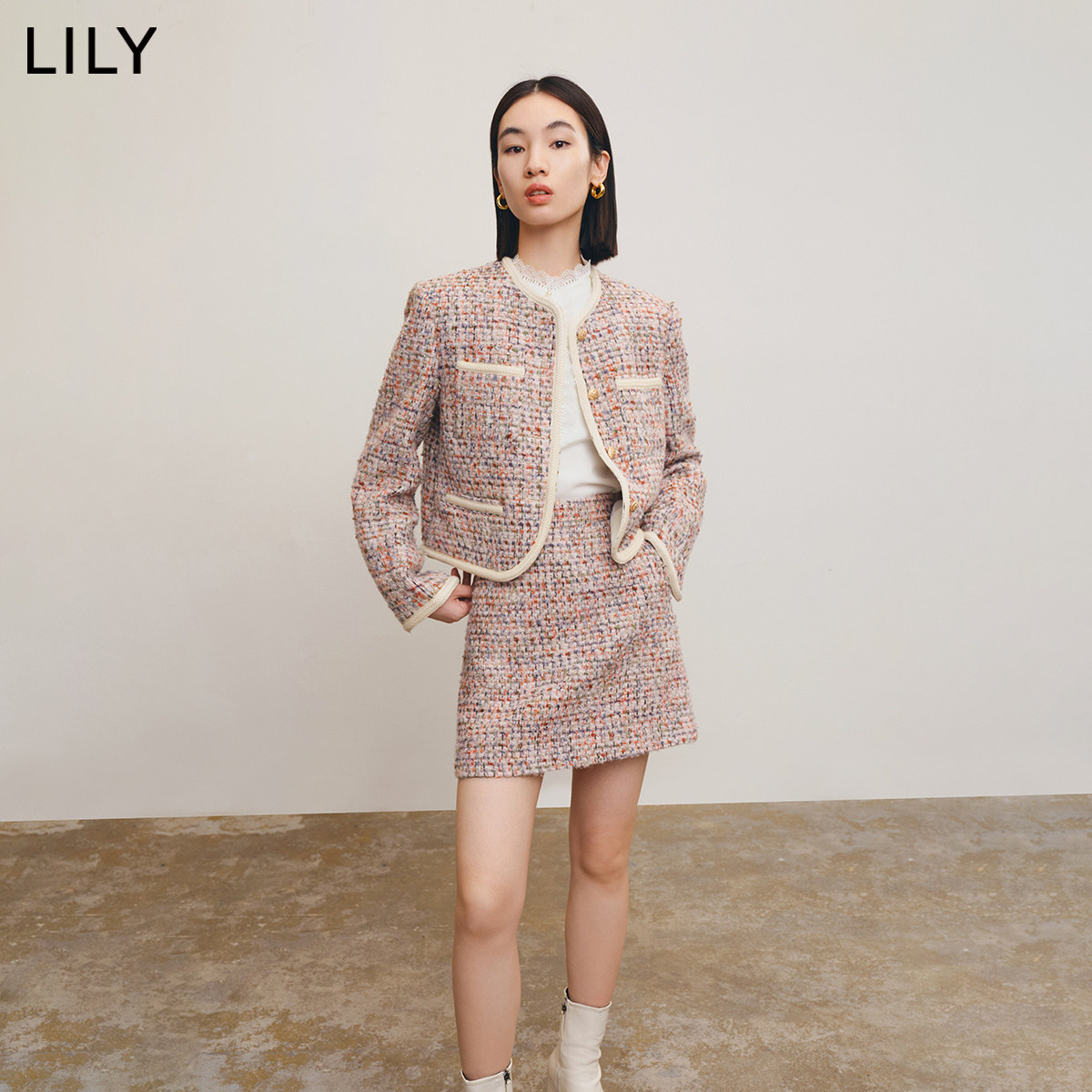 lily2022冬新款别致温柔宽松雪纺衫 LILY蕾丝衫/雪纺衫