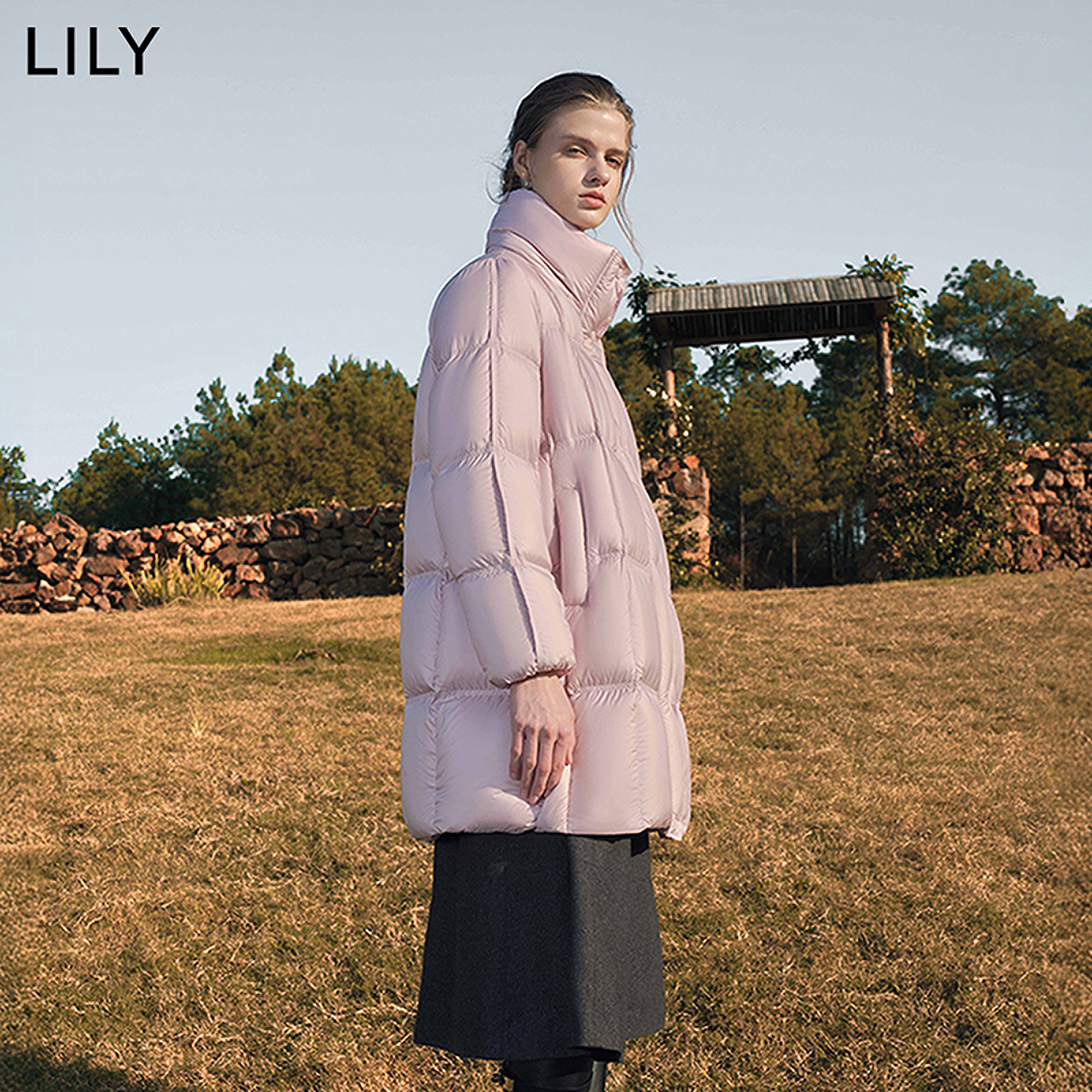 【天猫预售】法奢白金0感泡芙LILY中长款鹅绒服女羽绒外套