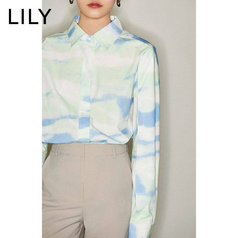 lily2020春新款女装百分百纯棉衬衫 lily京平衬衫