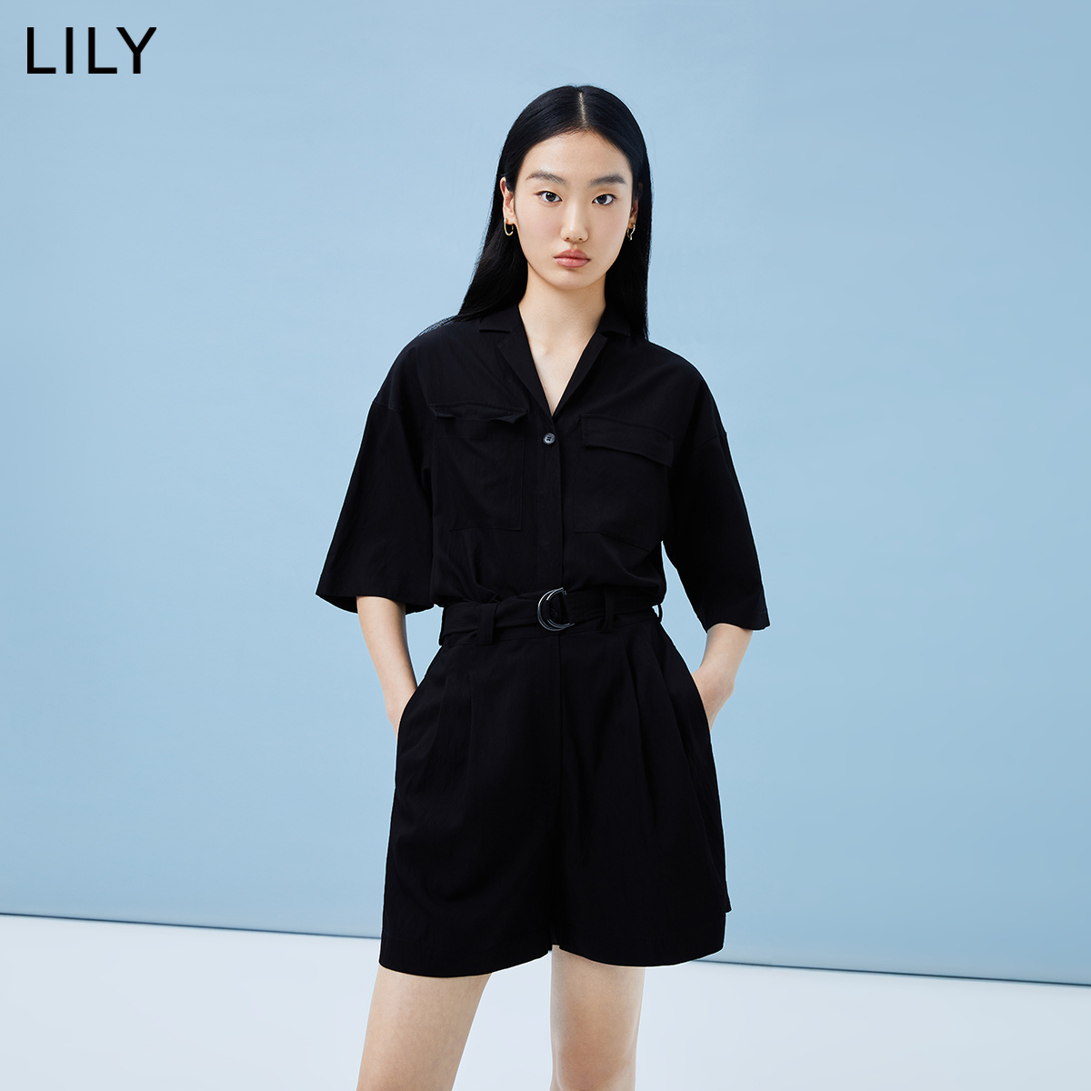 【商场同款】LILY2023夏新款女装时尚气质通勤高腰显瘦衬衫连体裤-图0