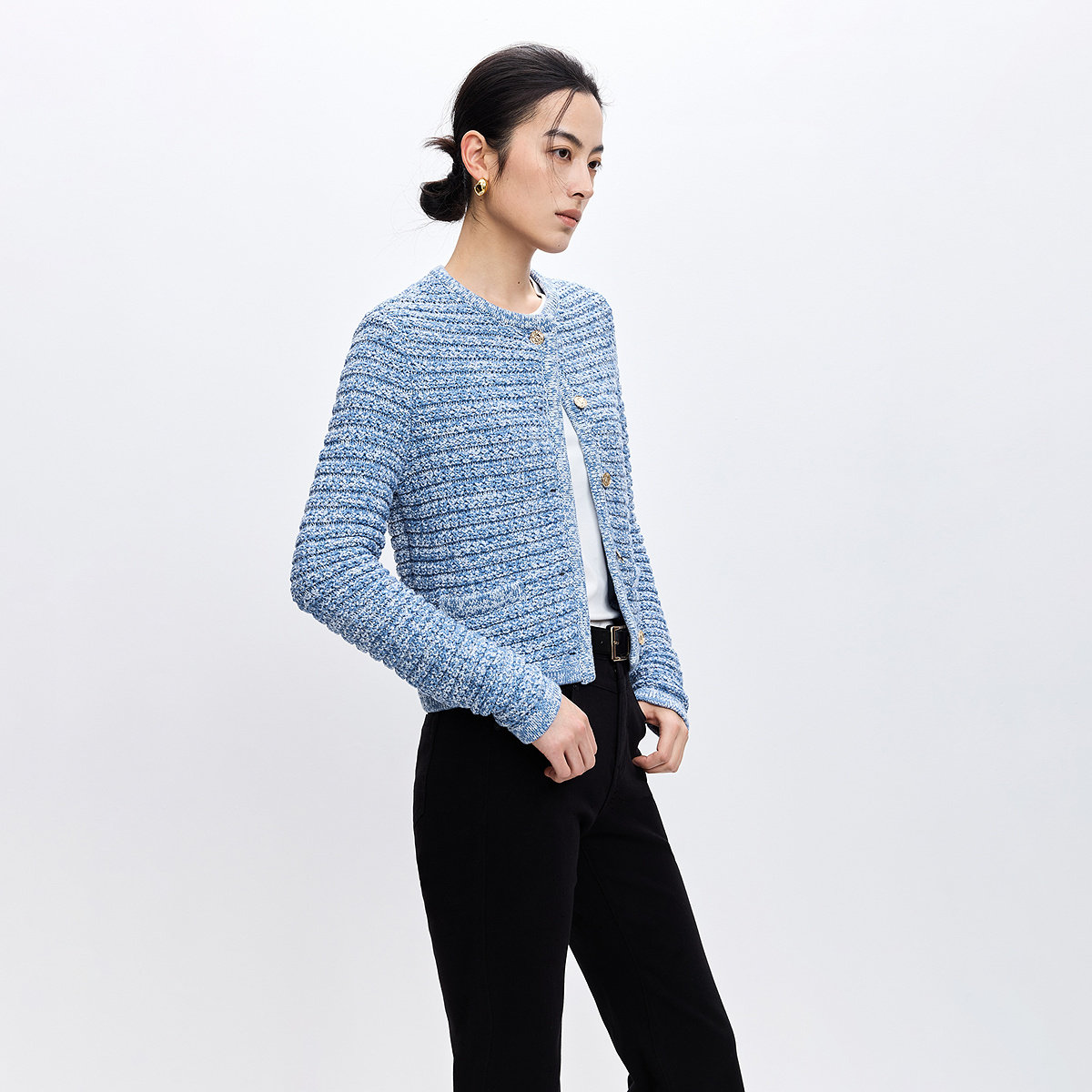 LILY2026春秋新款小香风提花气质通勤圆领短款针织毛衣开衫外套女,淘宝优惠券,粉丝福利购,淘宝优惠卷